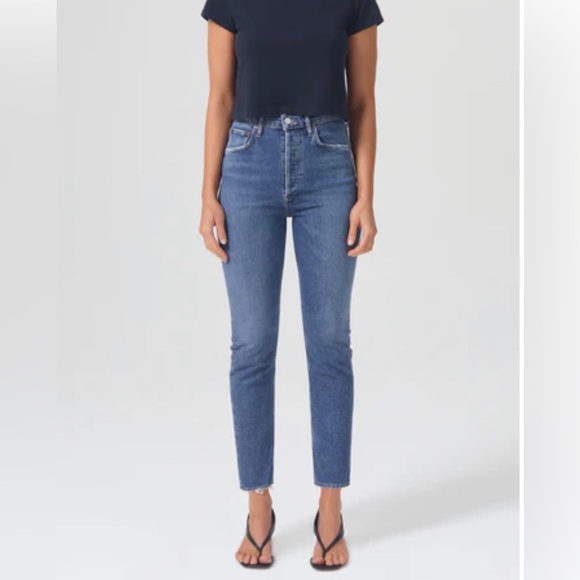 AGOLDIE Riley Crop High Rise Straight in Silence - Picture 1 of 6